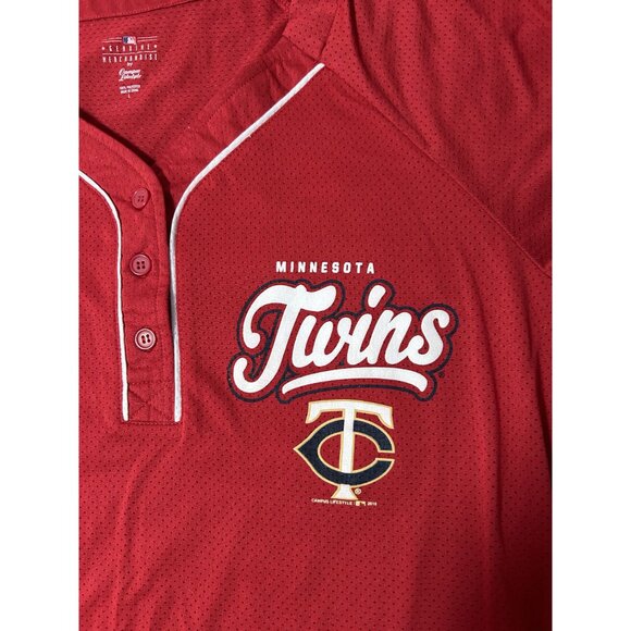 Minnesota Twins Womens Red Henley T-Shirt MLB Genuine Merchandise Size Large - Picture 3 of 8